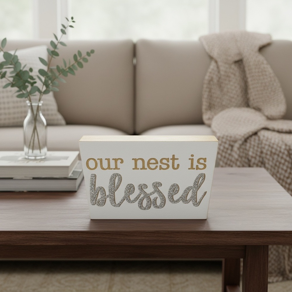 Designs by Kathy | “Our Nest is Blessed” | Gold Sign